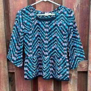 Mudd NWT Girls Vintage Y2K Floral Mixed Media Chevron Long Sleeve Top 14